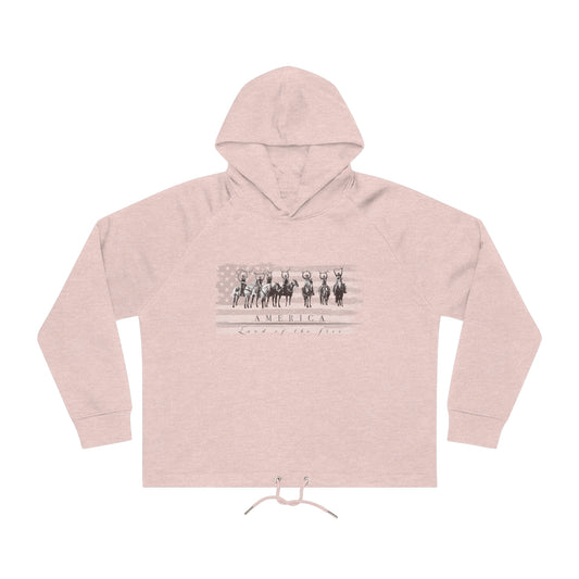 Land of the Free Ladies Cropped Hoodie Sweatshirt