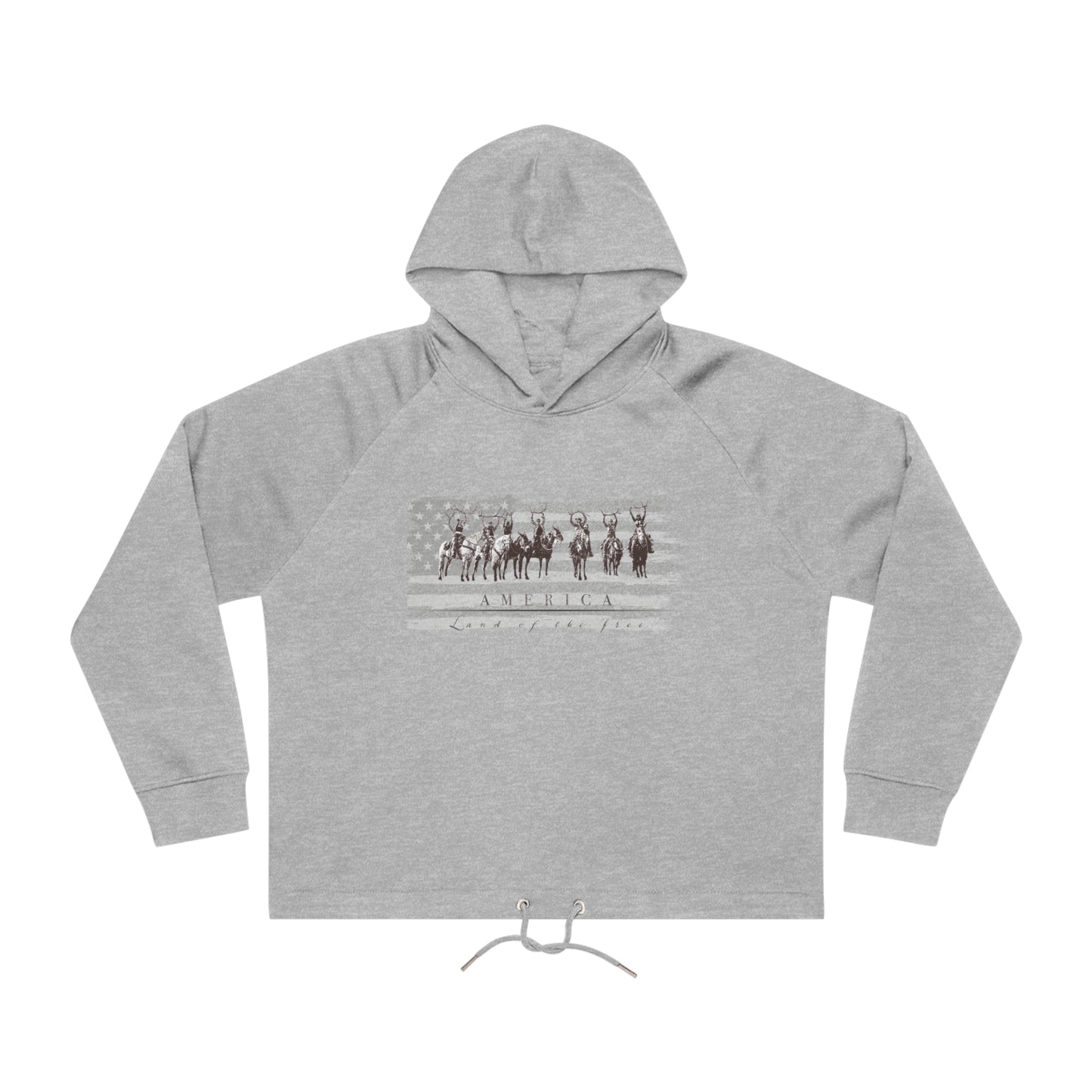 Land of the Free Ladies Cropped Hoodie Sweatshirt